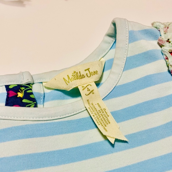 Matilda Jane blouse with blue floral bottom snd light striped top. Buttoned back - Picture 7 of 7